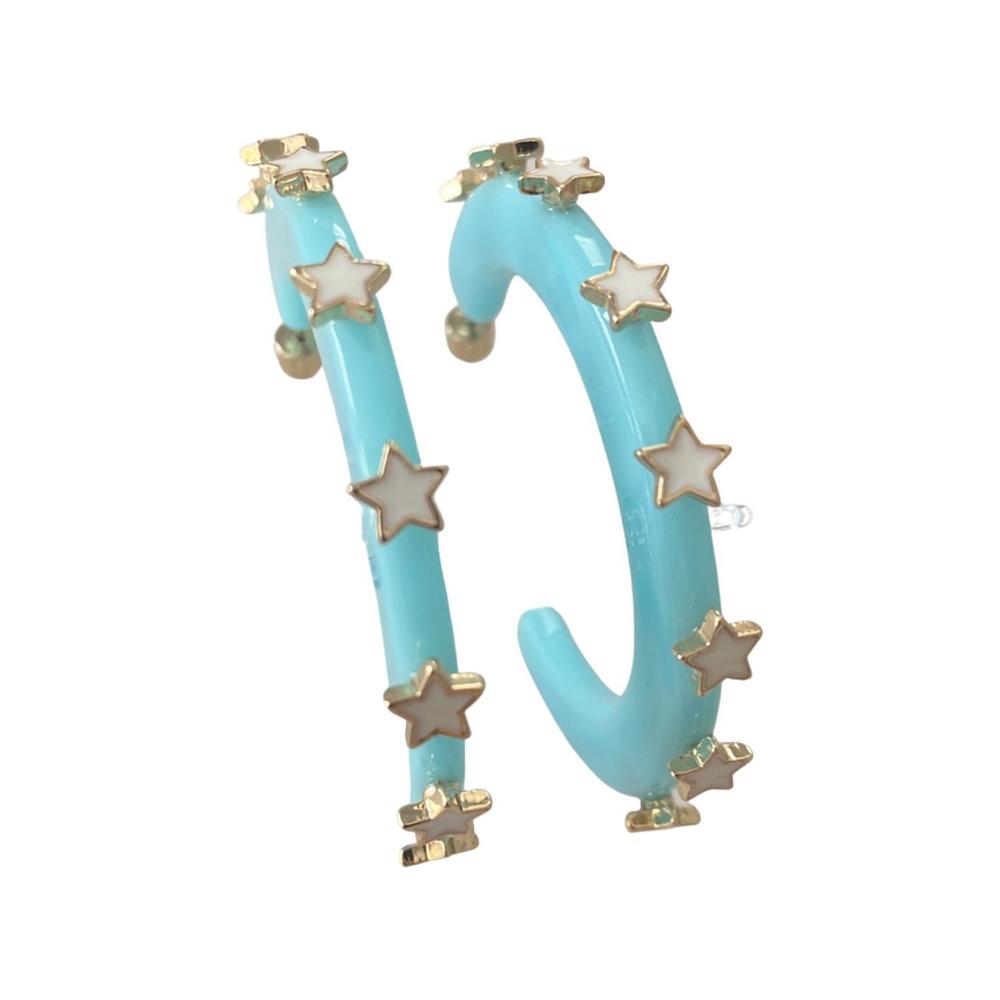 NEW SMITH & CO women's starlight jewel hoop earring in minty blue